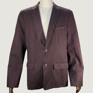 Mr Turk Blazer Mens 44 Brown Micro Check Cotton Two Button Sport Coat Mod Luxe